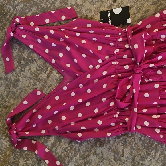 Maison Tara Pink Polka Dot Dress Size 12 NWT - Picture 8 of 11